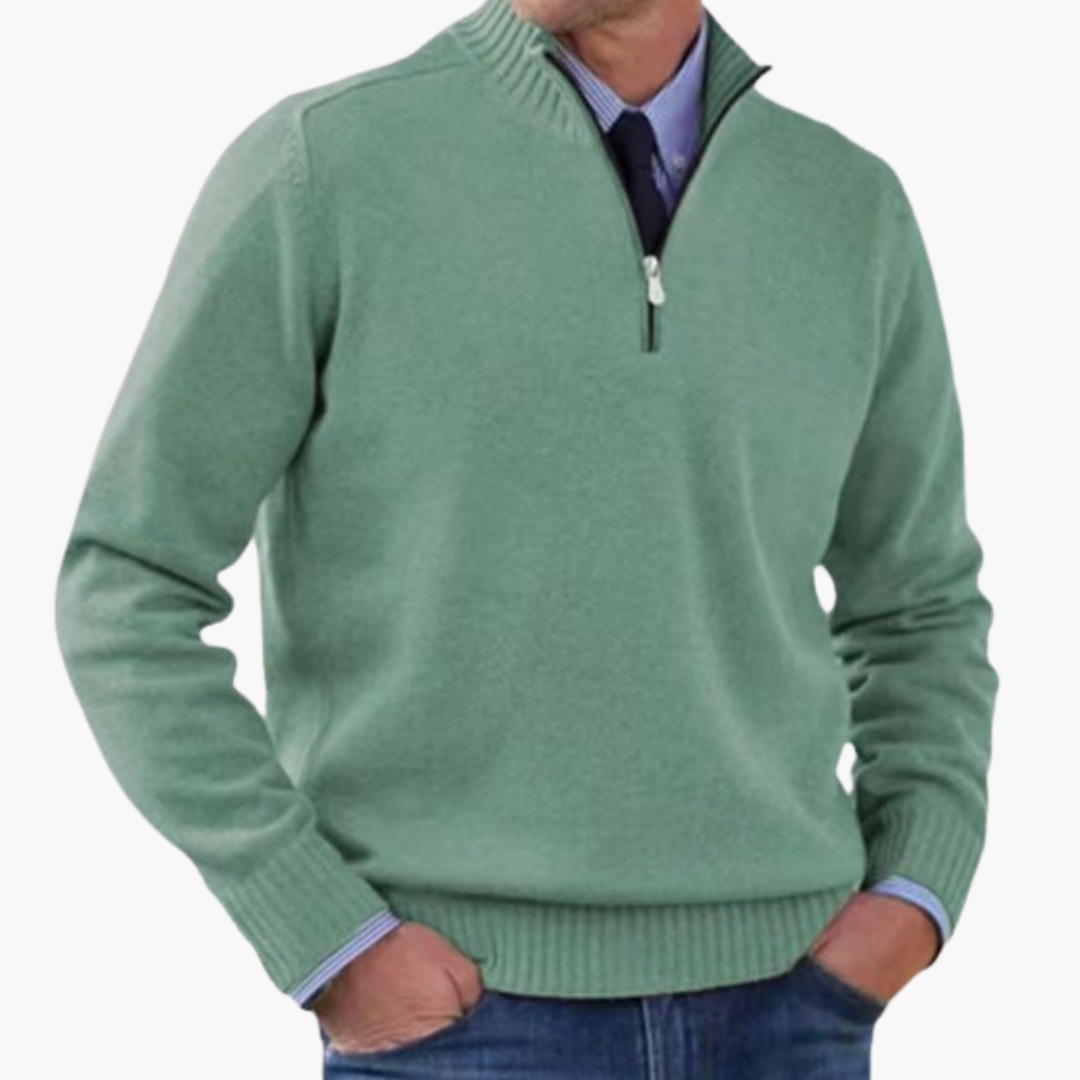Herre Halv-Zip Genser med Ribbestrikk
