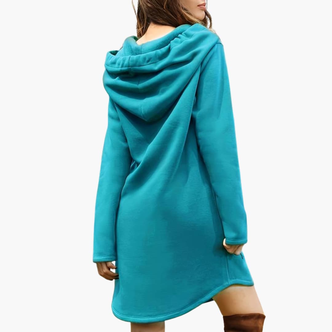 Damen Hoodie-Kleid mit Kordelzugkapuze und Fronttasche