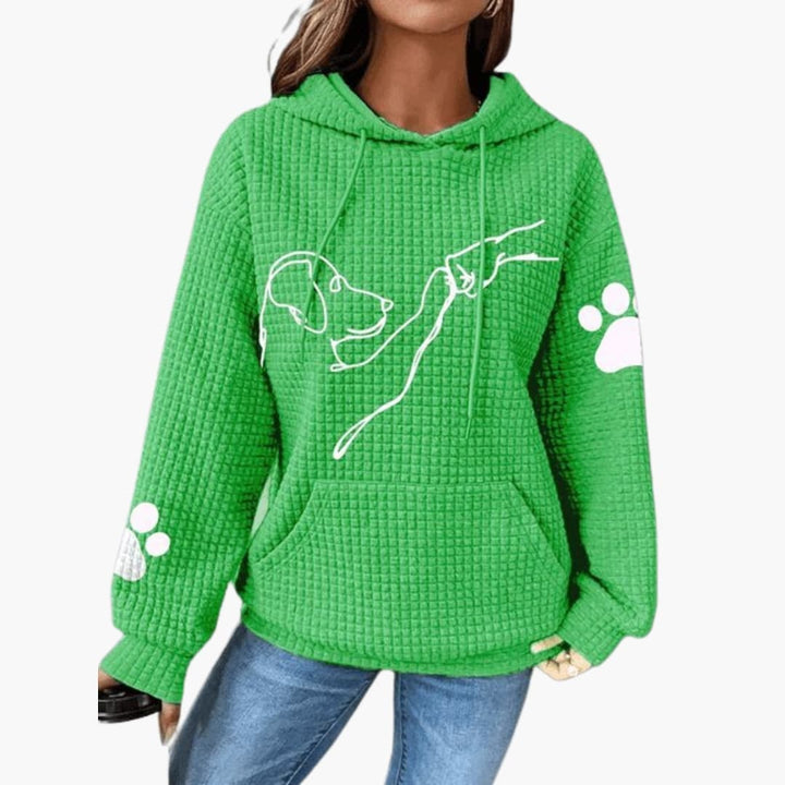 Damen Hoodie mit Kordelzug Kapuze und Kängurutasche
