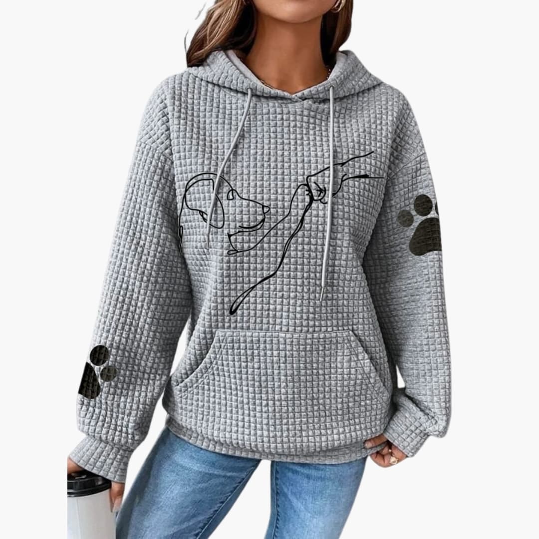 Damen Hoodie mit Kordelzug Kapuze und Kängurutasche