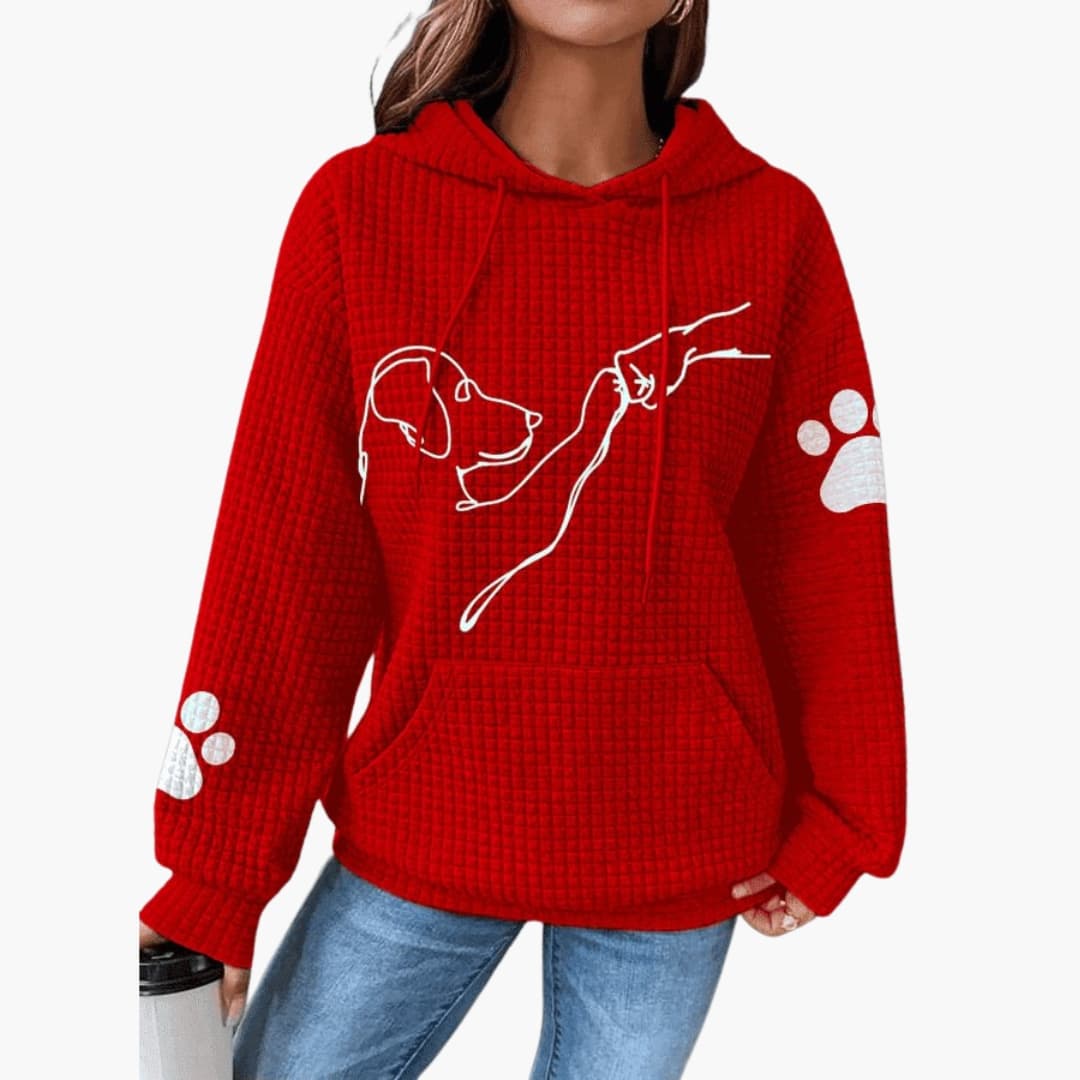 Damen Hoodie mit Kordelzug Kapuze und Kängurutasche