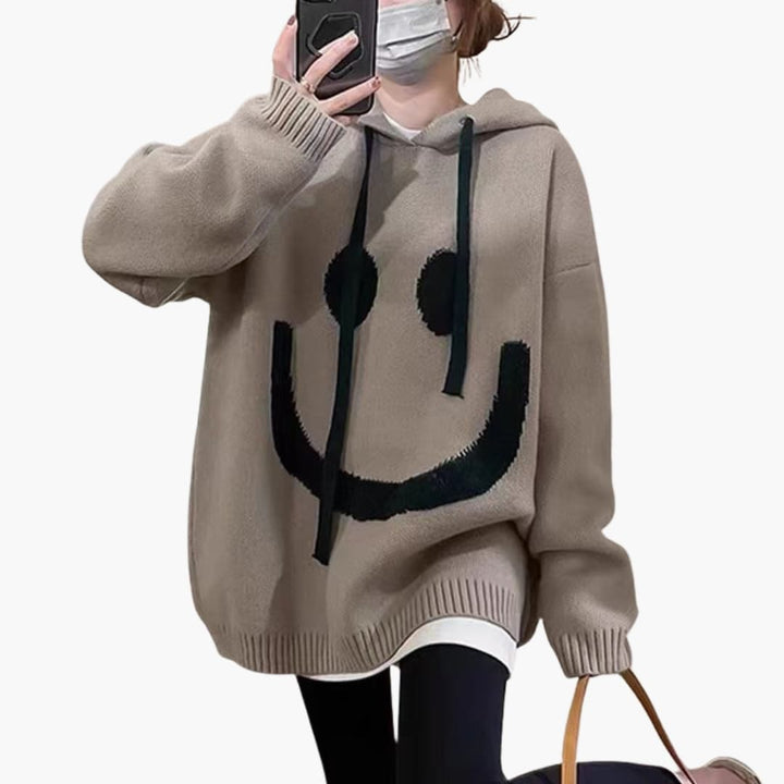 Damen Hoodie mit Smiley Print