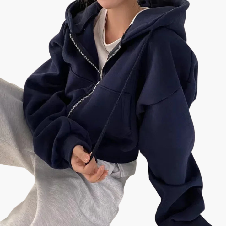 Damen Kapuzen-Sweatshirt mit Cropped-Schnitt