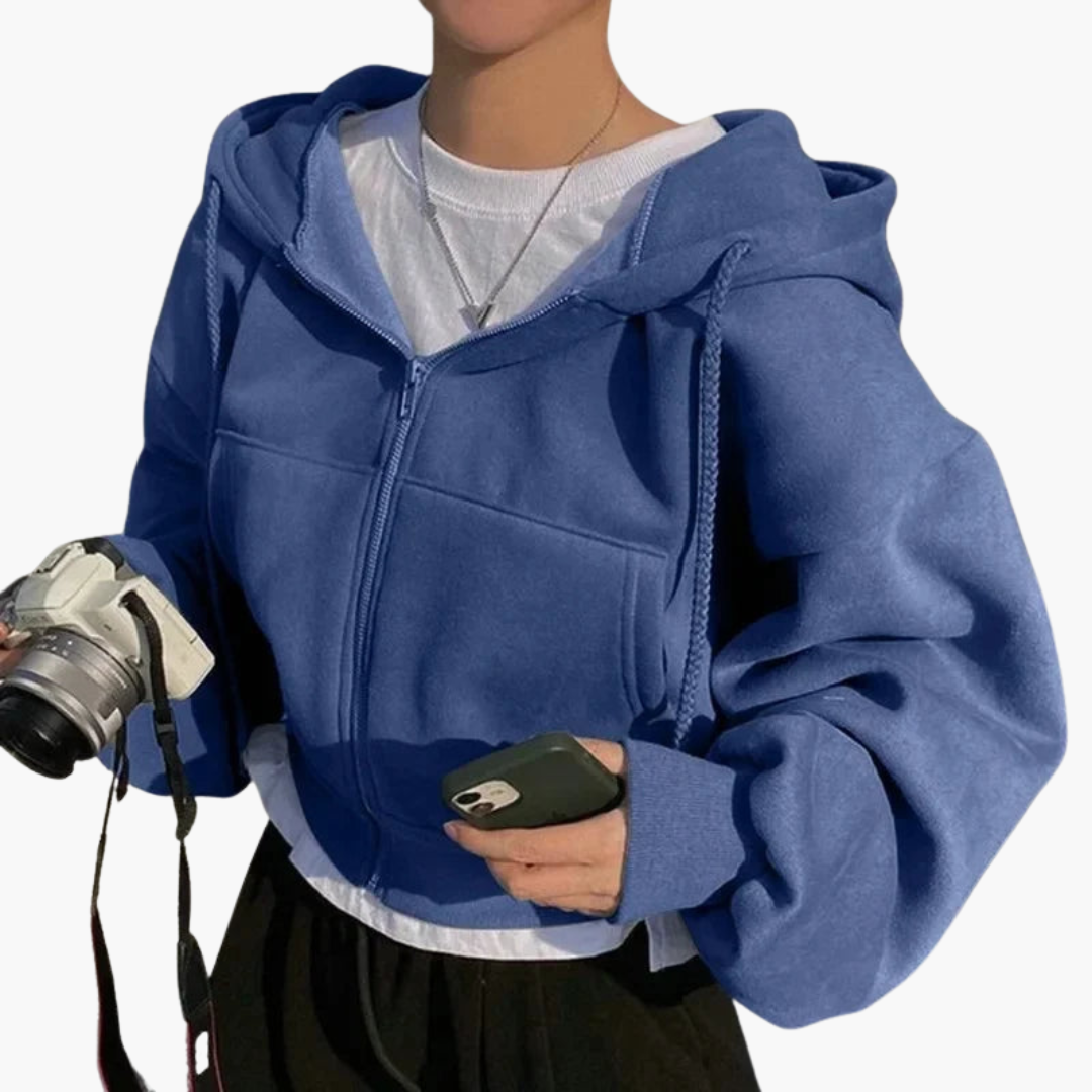 Damen Kapuzen-Sweatshirt mit Cropped-Schnitt