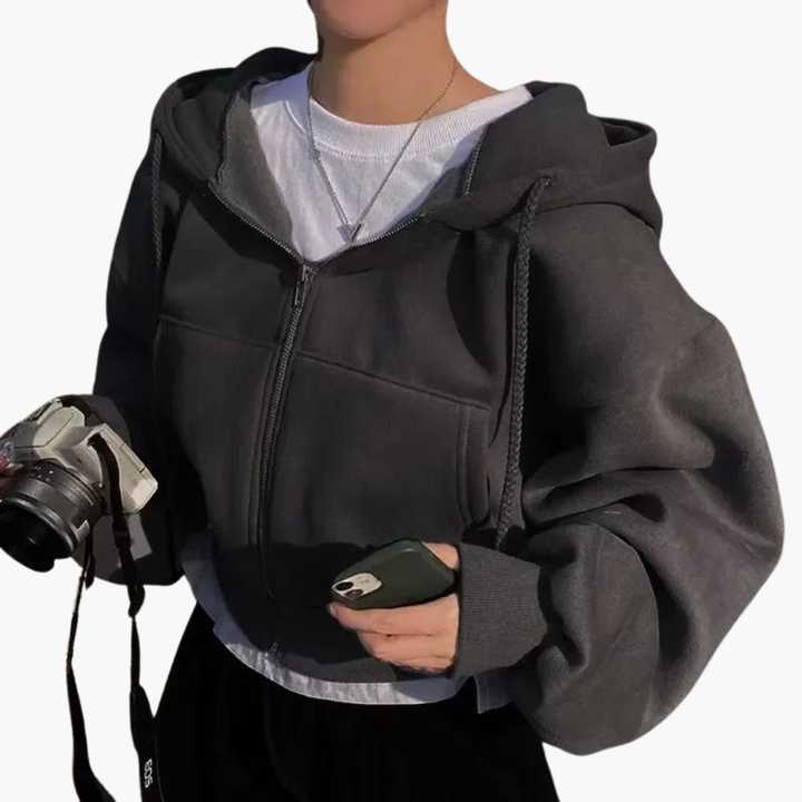 Damen Kapuzen-Sweatshirt mit Cropped-Schnitt