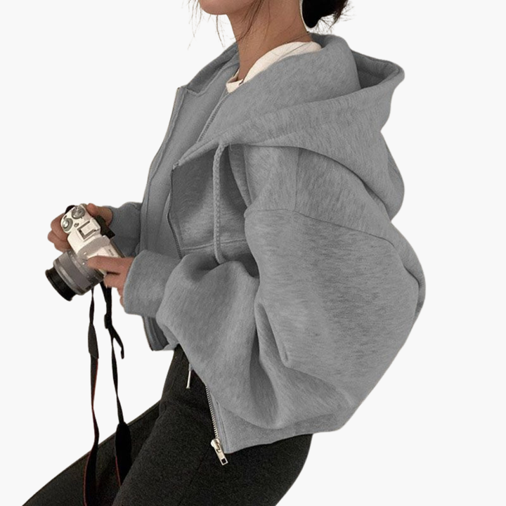 Damen Kapuzen-Sweatshirt mit Cropped-Schnitt