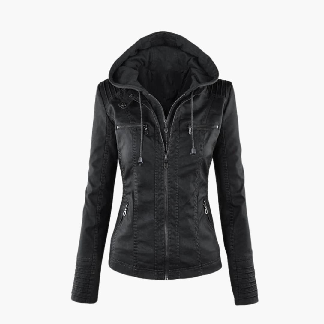 Damen-Cropped-Jacke mit Spitzkragen, vorderem Knopfverschluss, Klappentaschen und langen Ärmeln