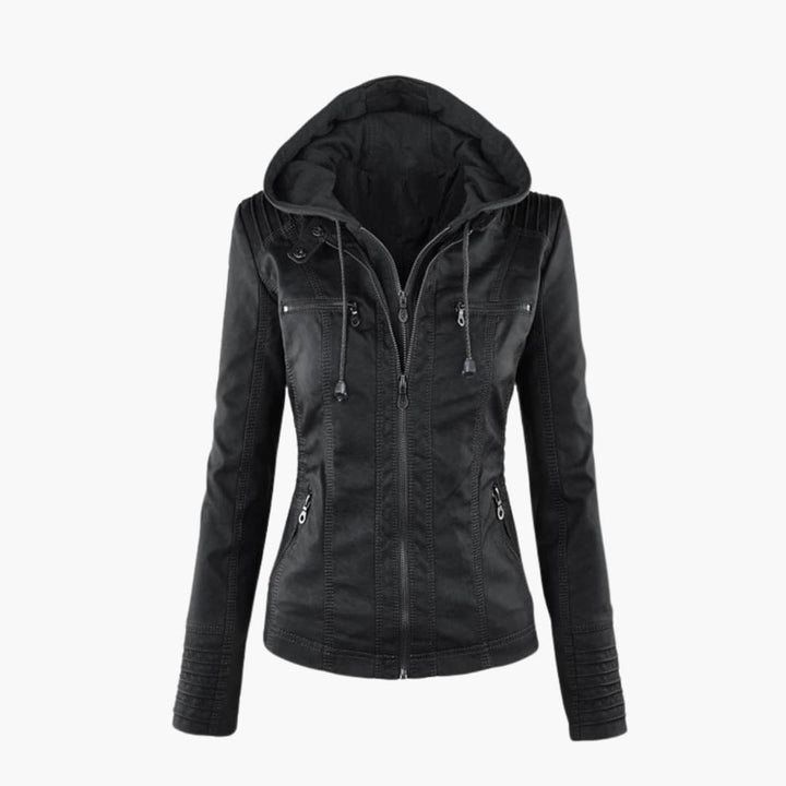 Damen-Cropped-Jacke mit Spitzkragen, vorderem Knopfverschluss, Klappentaschen und langen Ärmeln