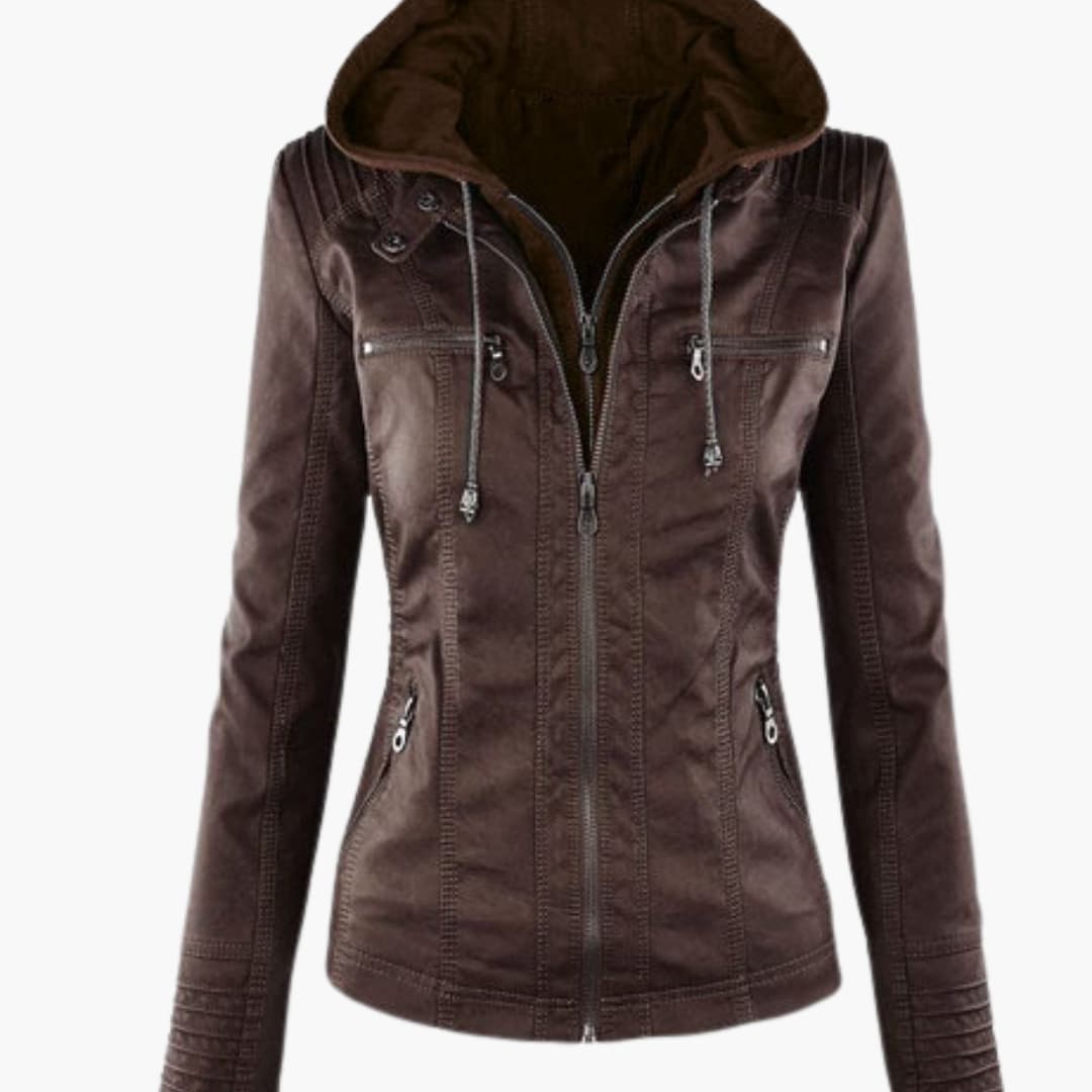 Damen-Cropped-Jacke mit Spitzkragen, vorderem Knopfverschluss, Klappentaschen und langen Ärmeln