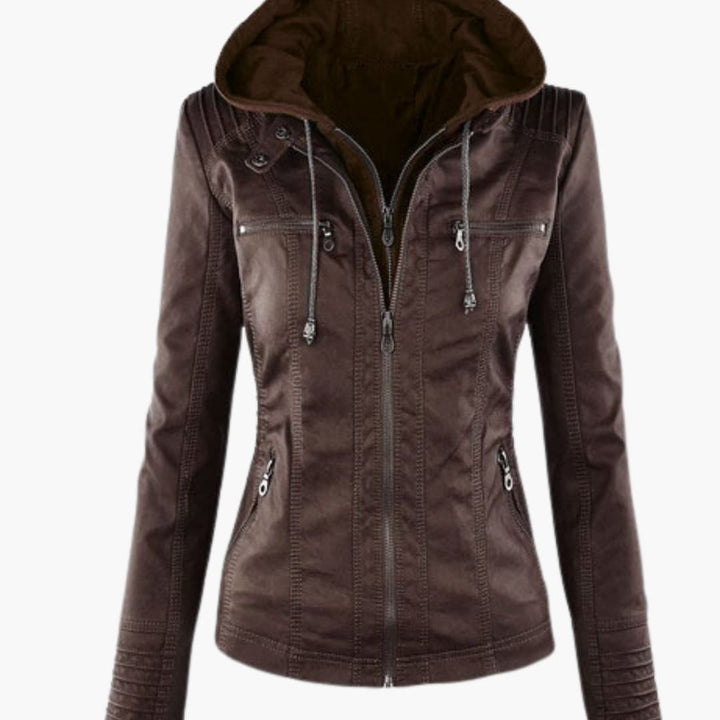 Damen-Cropped-Jacke mit Spitzkragen, vorderem Knopfverschluss, Klappentaschen und langen Ärmeln