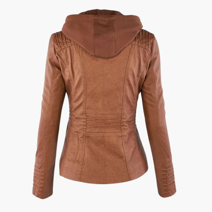Damen-Cropped-Jacke mit Spitzkragen, vorderem Knopfverschluss, Klappentaschen und langen Ärmeln