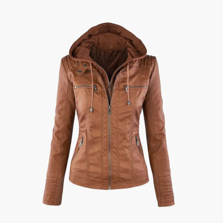 Damen-Cropped-Jacke mit Spitzkragen, vorderem Knopfverschluss, Klappentaschen und langen Ärmeln