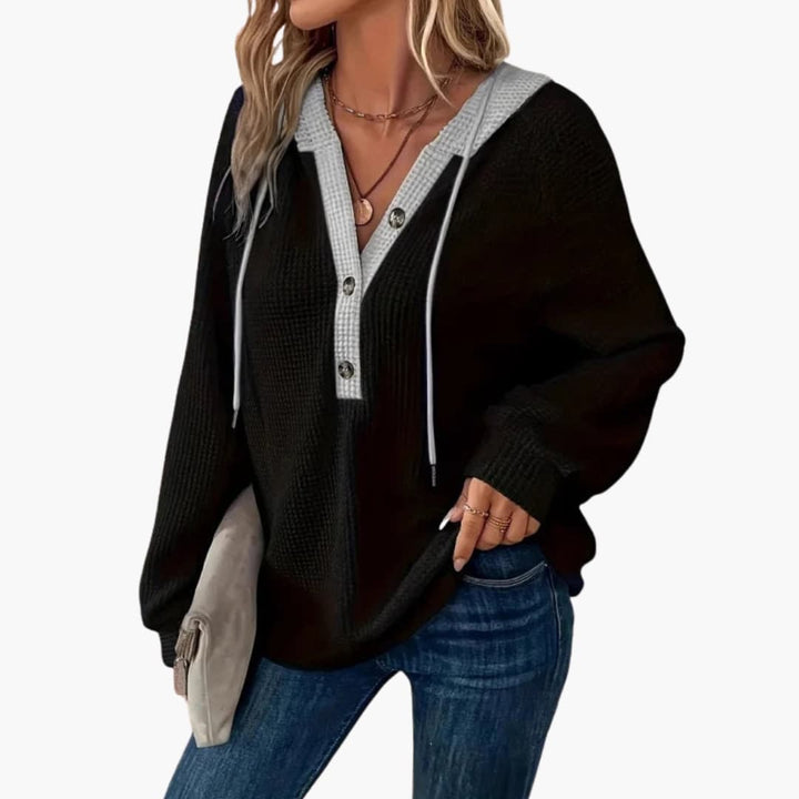 Damen Kapuzenpullover mit Kapuze und Rippbündchen