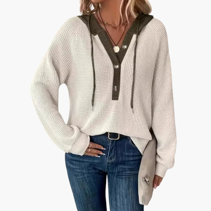 Damen Kapuzenpullover mit Kapuze und Rippbündchen