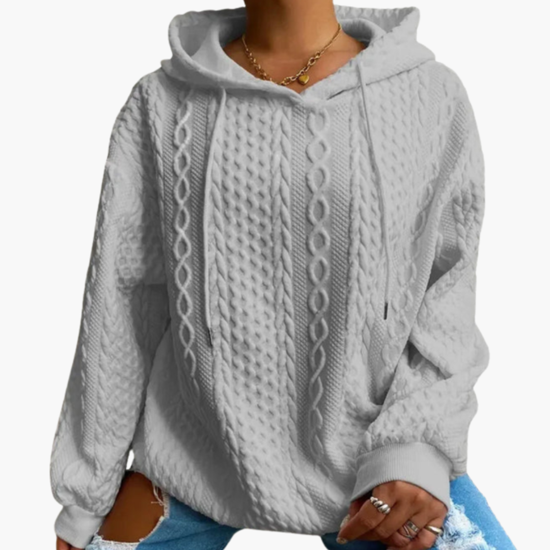 Damen Kapuzenpullover mit Zopfmuster