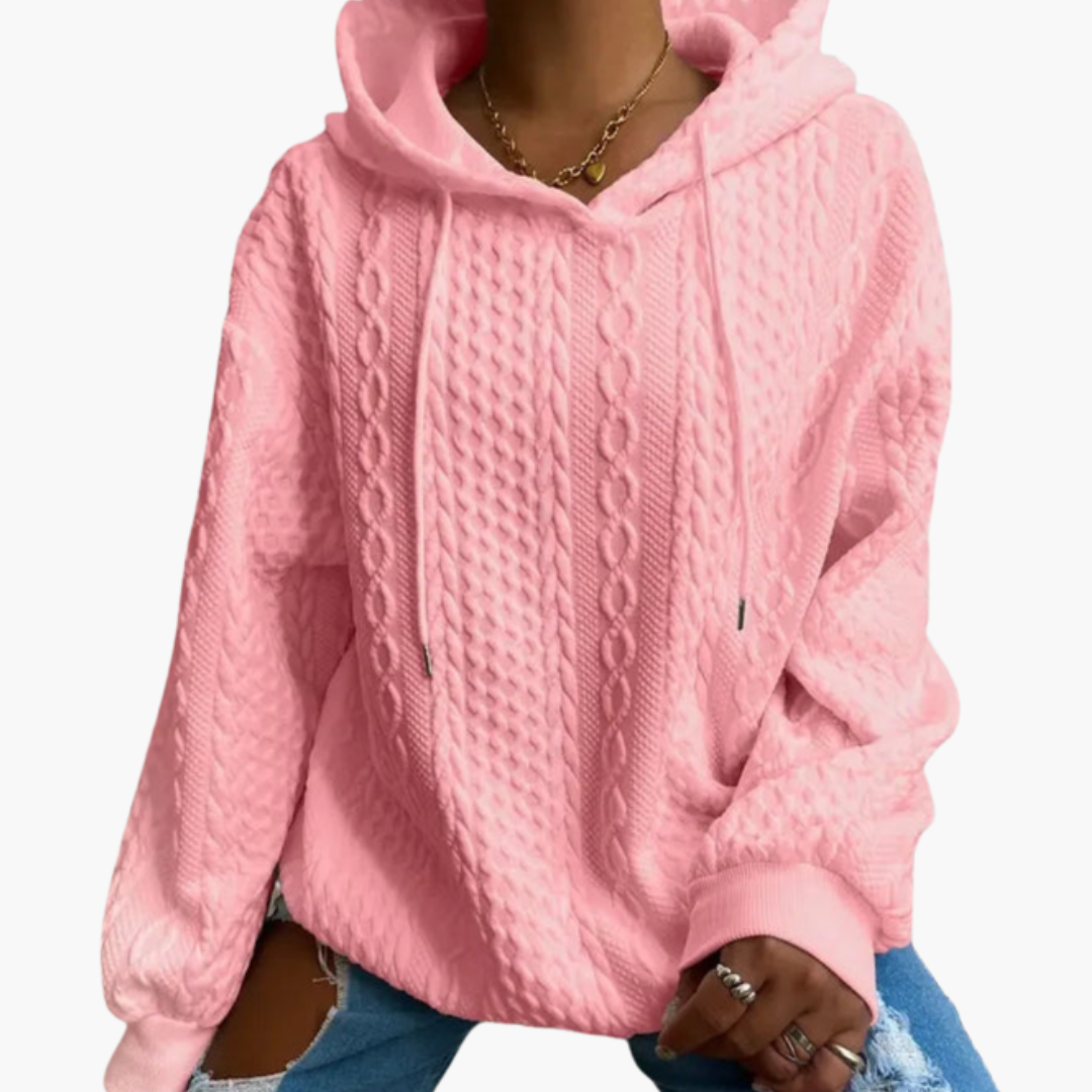 Damen Kapuzenpullover mit Zopfmuster