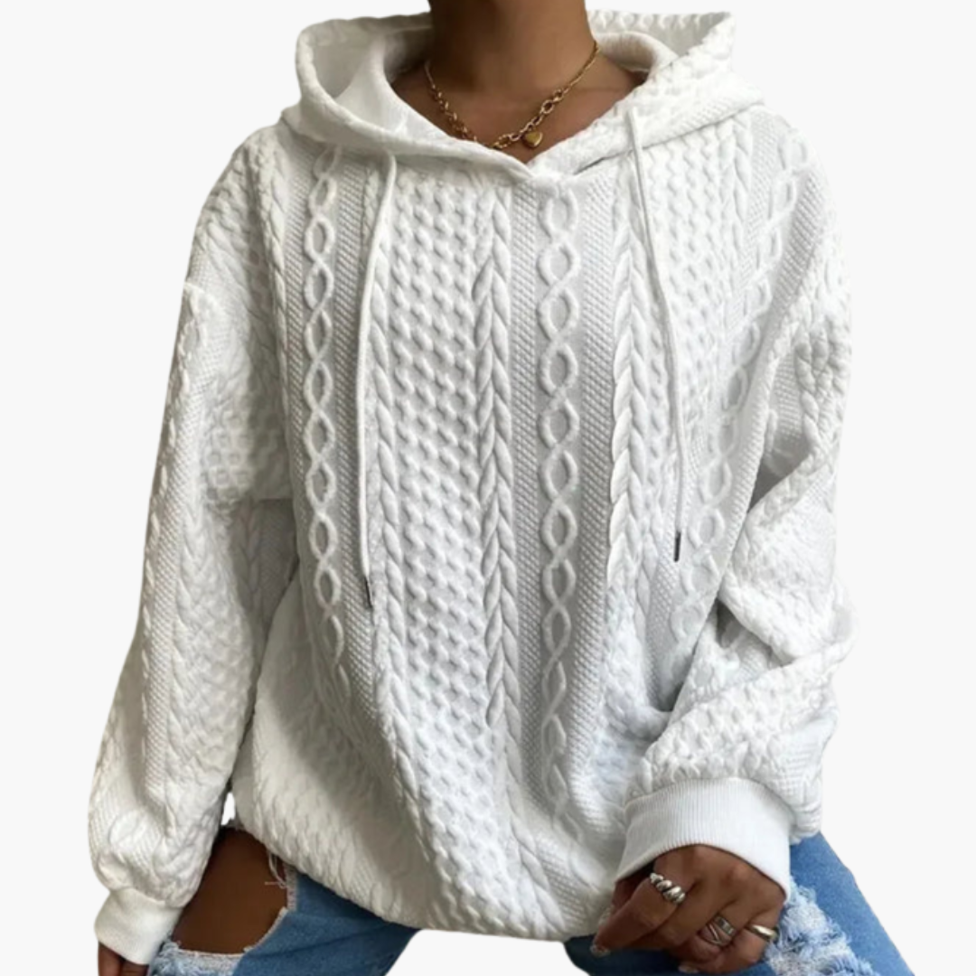 Damen Kapuzenpullover mit Zopfmuster