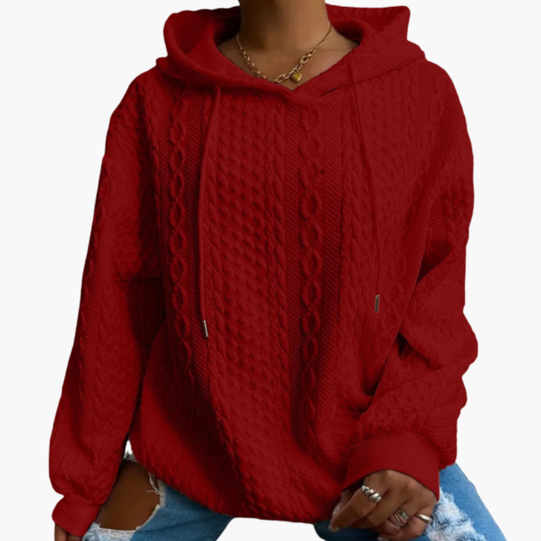 Damen Kapuzenpullover mit Zopfmuster