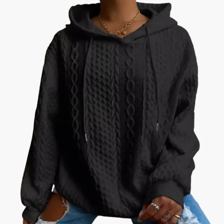 Damen Kapuzenpullover mit Zopfmuster