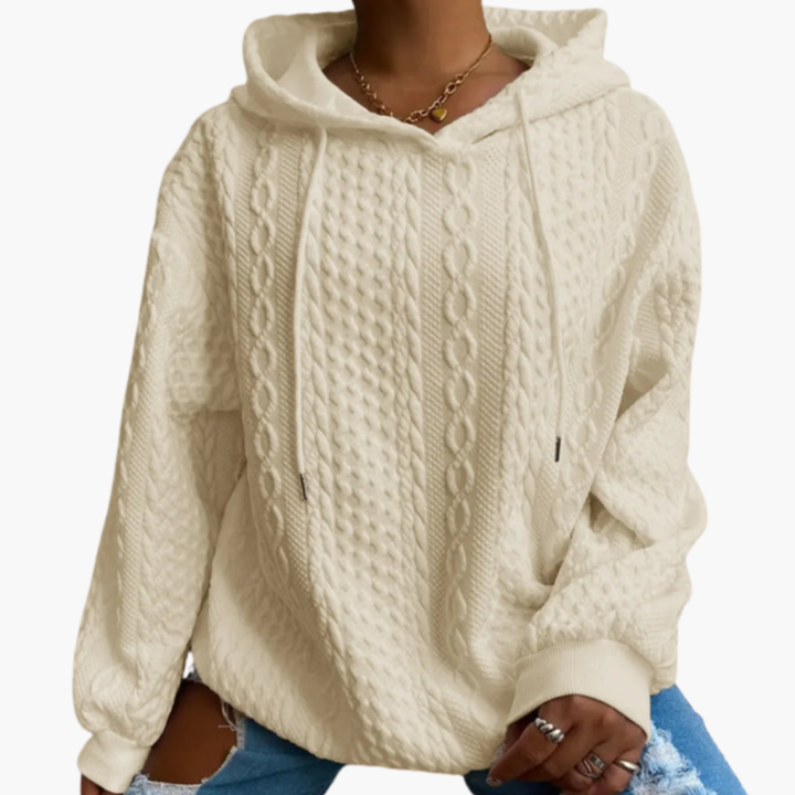 Damen Kapuzenpullover mit Zopfmuster