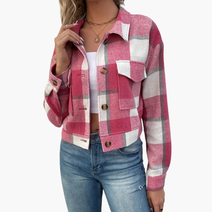 Damen Karo Jacke mit Knöpfen