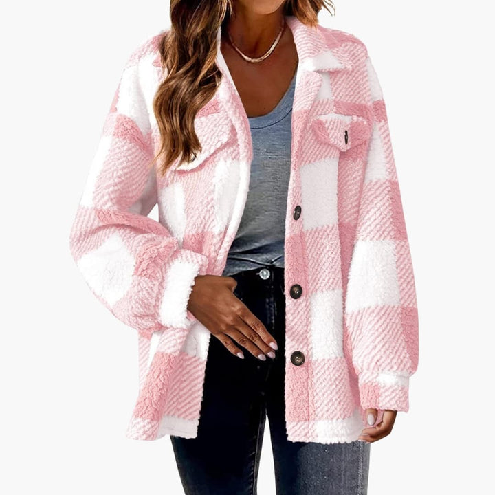 Damen Karo Jacke mit Knopfverschluss
