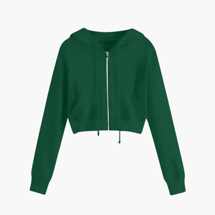 Damen Kurzes Sweatshirt mit Kapuze und langen Ärmeln