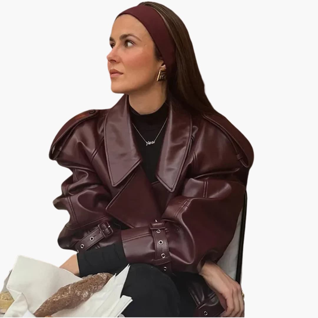 Damen Kurzjacke mit Reverskragen und Reißverschluss