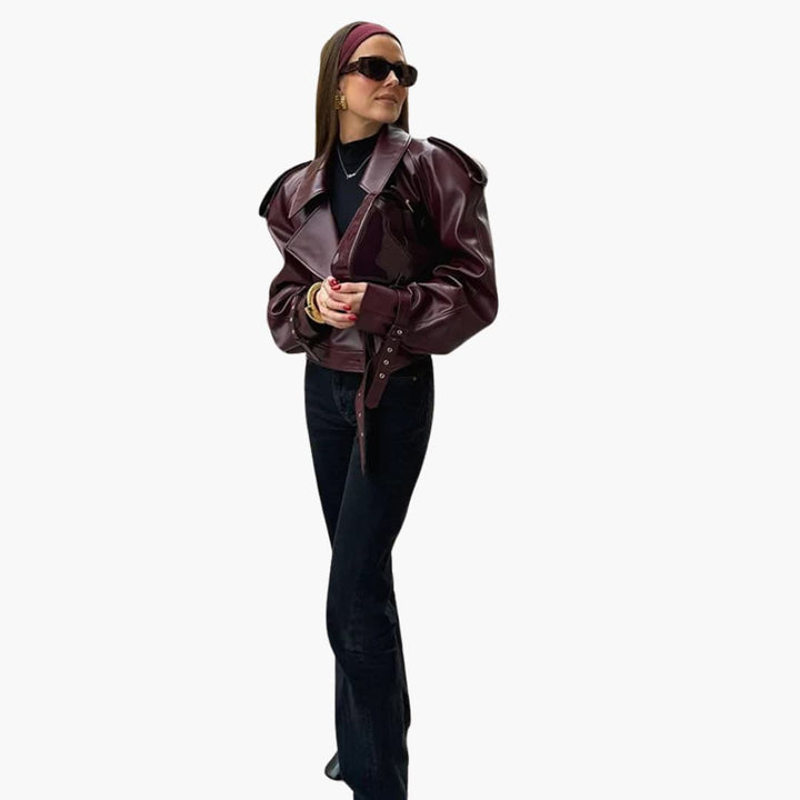 Damen Kurzjacke mit Reverskragen und Reißverschluss
