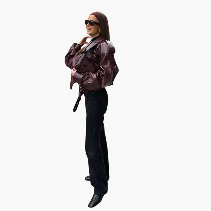 Damen Kurzjacke mit Reverskragen und Reißverschluss
