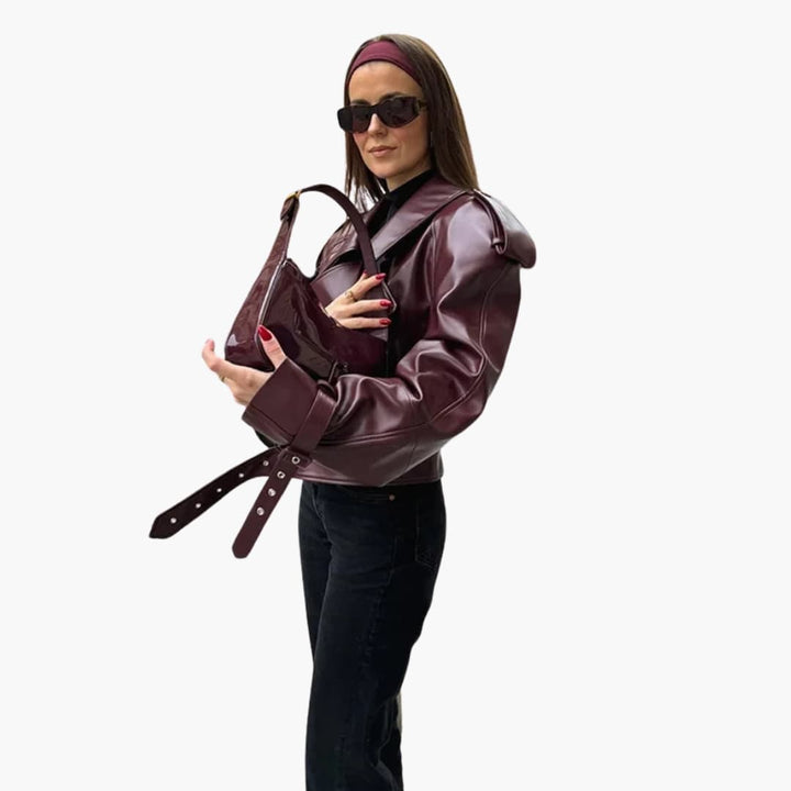 Damen Kurzjacke mit Reverskragen und Reißverschluss