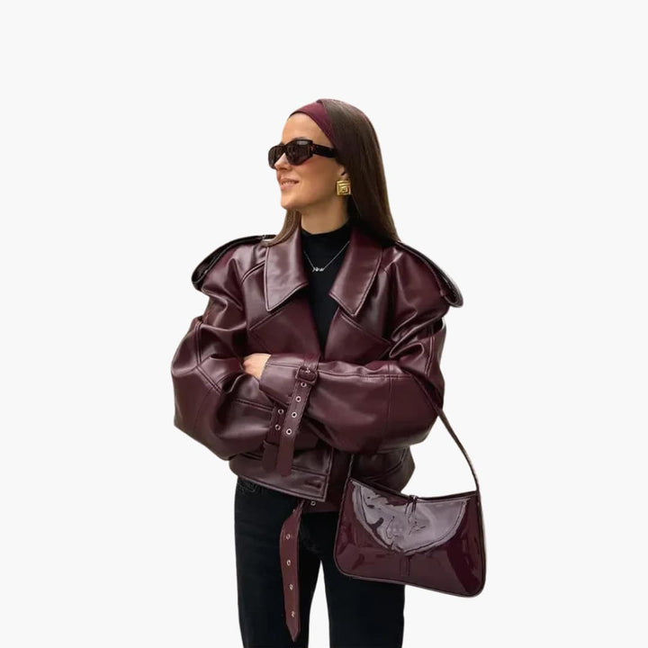 Damen Kurzjacke mit Reverskragen und Reißverschluss