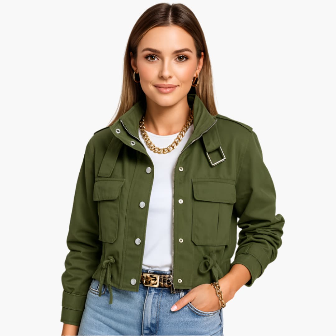 Damen Kurzjacke mit Stehkragen und Reißverschluss