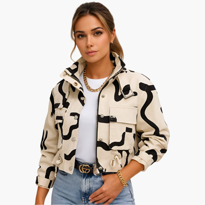 Damen Kurzjacke mit Stehkragen und Reißverschluss