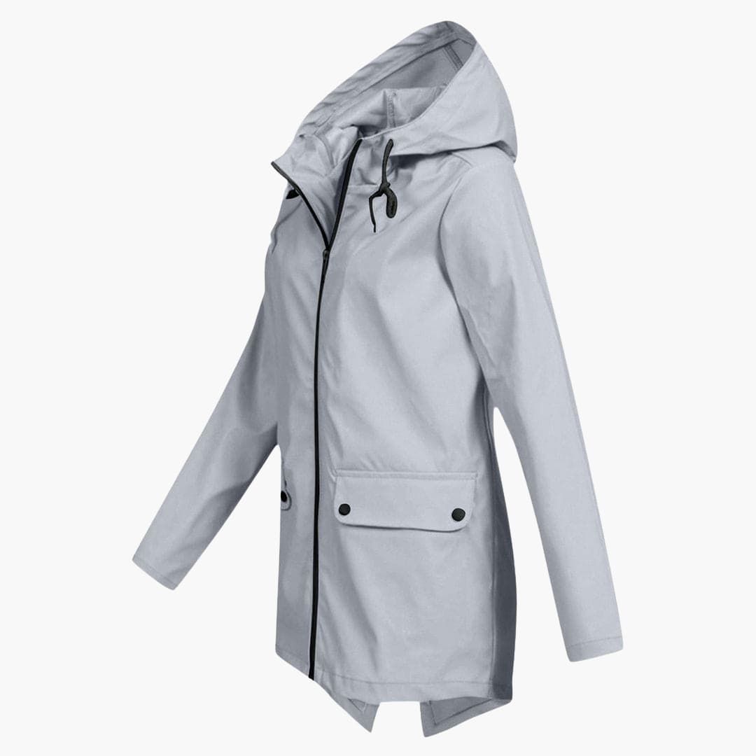 Damen Kurzregenjacke mit Kapuze und Reißverschluss