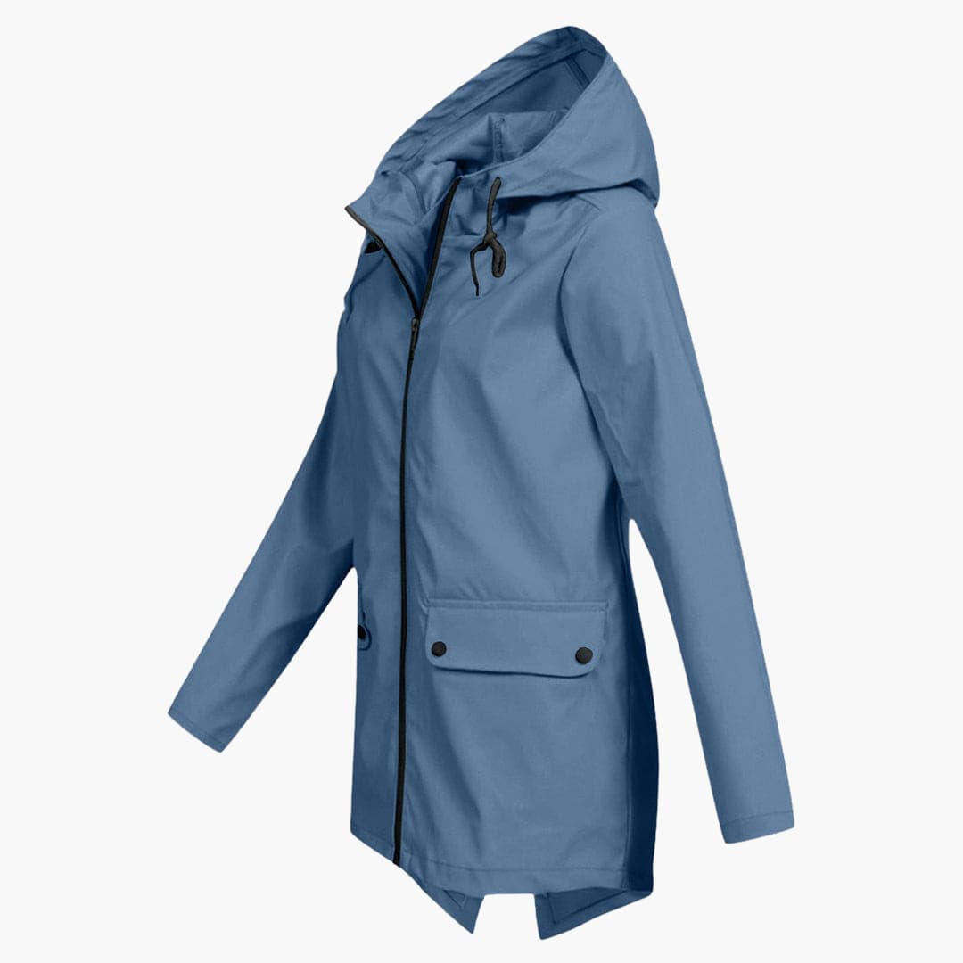 Damen Kurzregenjacke mit Kapuze und Reißverschluss