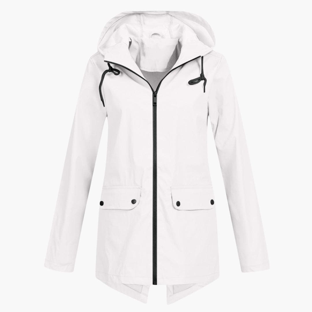 Damen Kurzregenjacke mit Kapuze und Reißverschluss