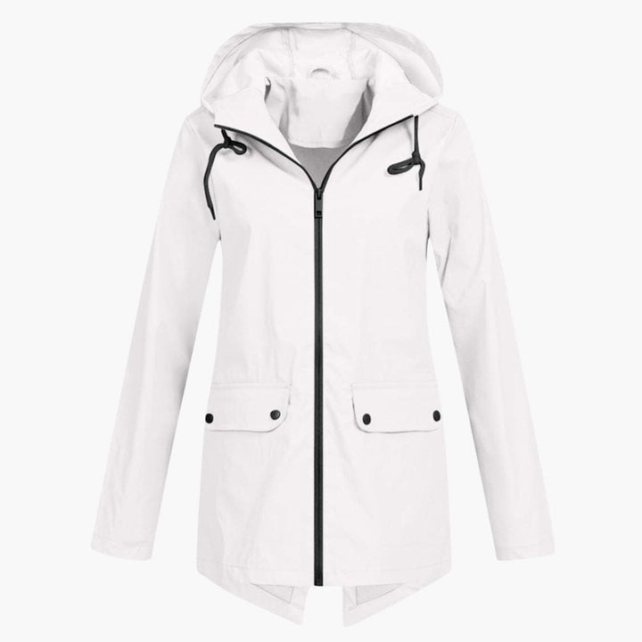 Damen Kurzregenjacke mit Kapuze und Reißverschluss