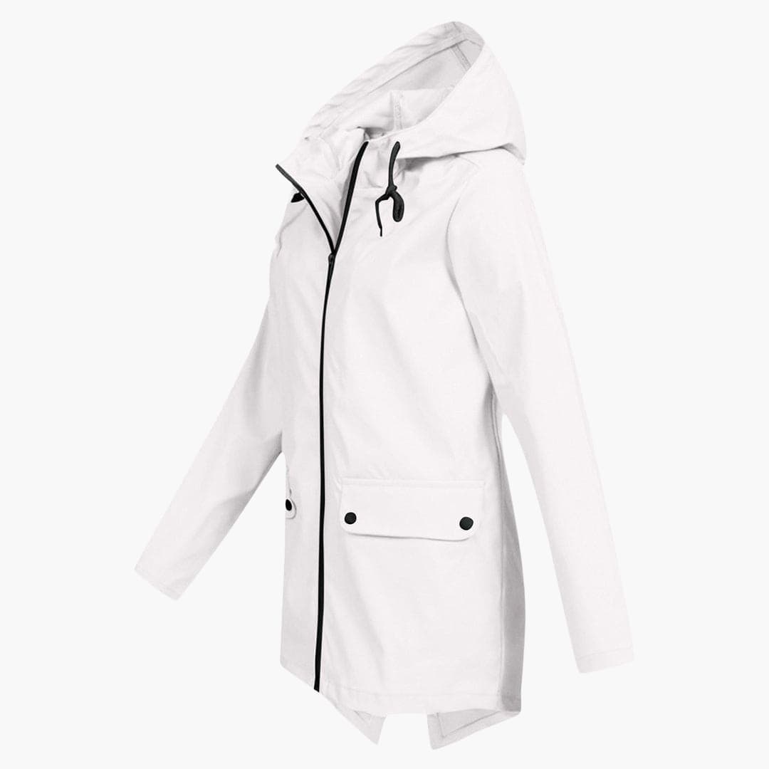 Damen Kurzregenjacke mit Kapuze und Reißverschluss