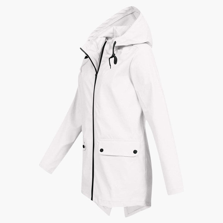 Damen Kurzregenjacke mit Kapuze und Reißverschluss