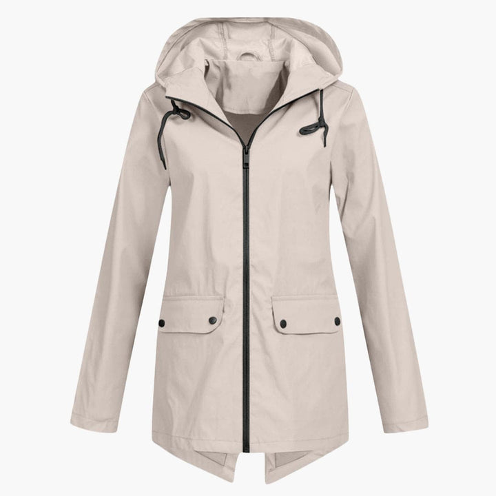 Damen Kurzregenjacke mit Kapuze und Reißverschluss