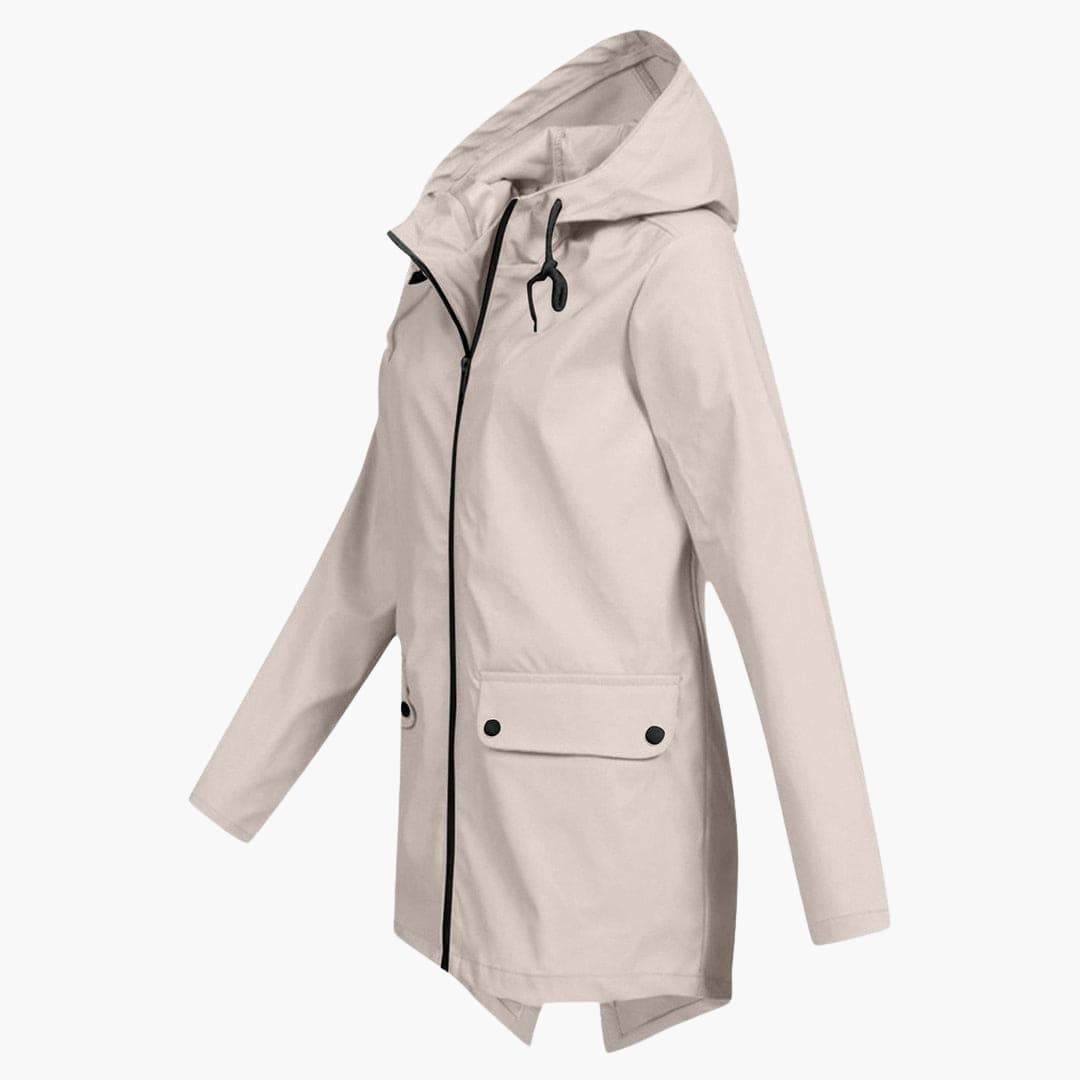 Damen Kurzregenjacke mit Kapuze und Reißverschluss