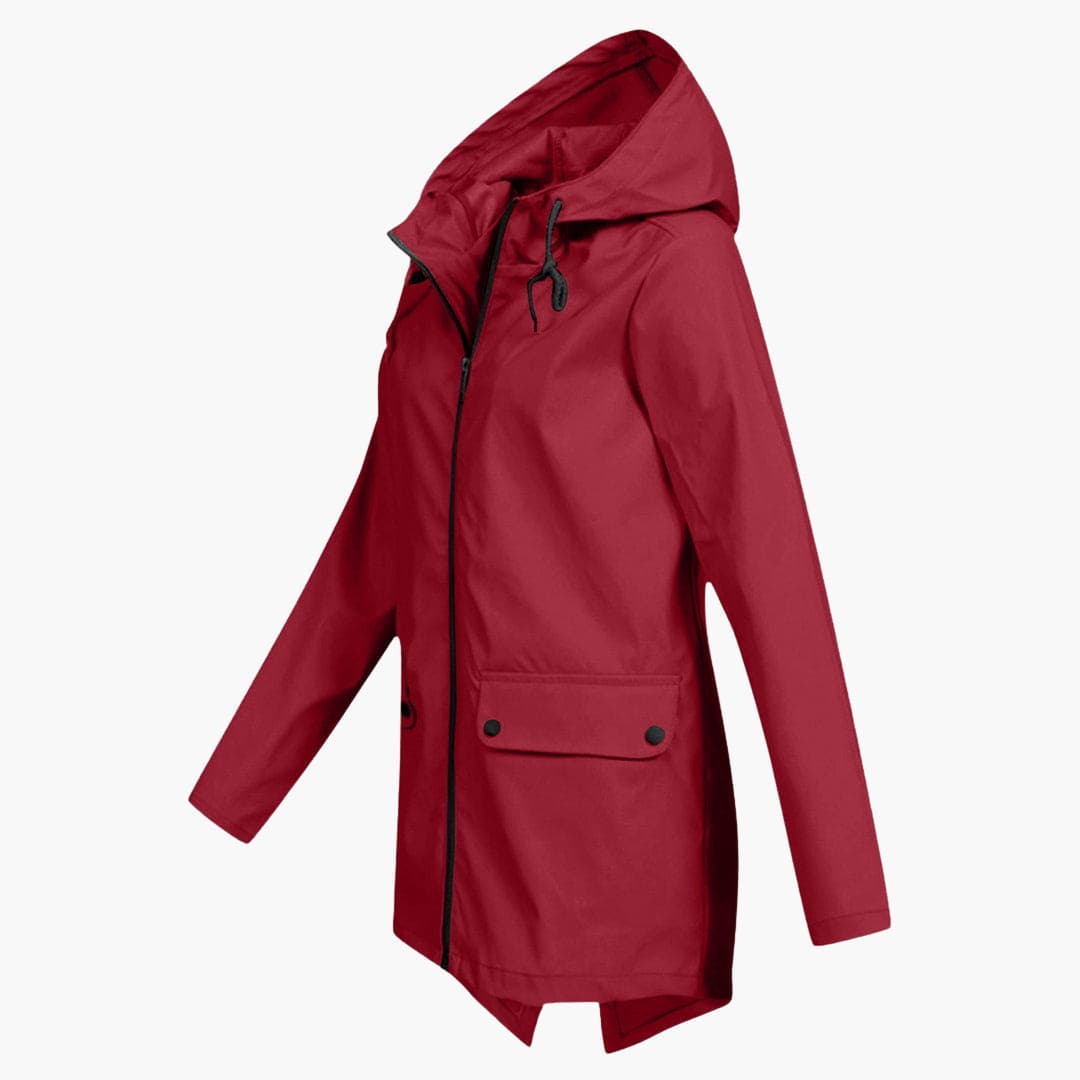 Damen Kurzregenjacke mit Kapuze und Reißverschluss