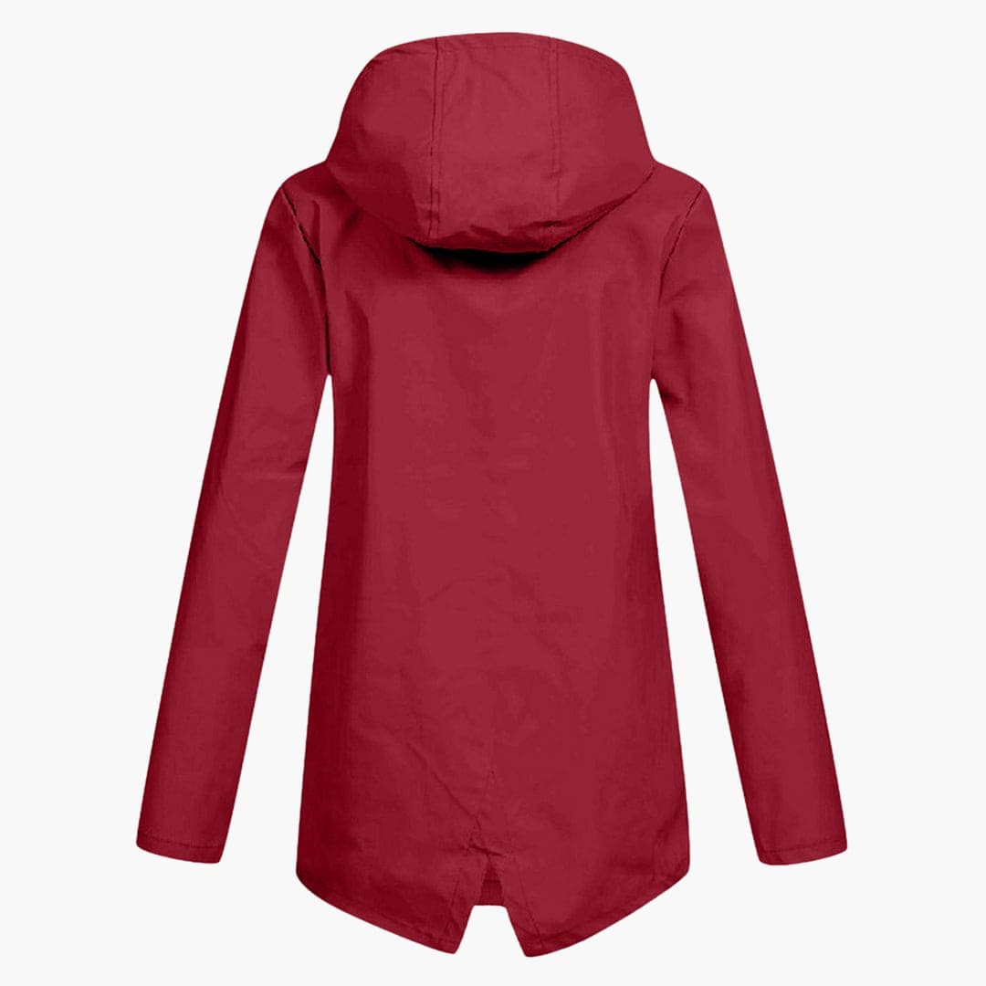 Damen Kurzregenjacke mit Kapuze und Reißverschluss