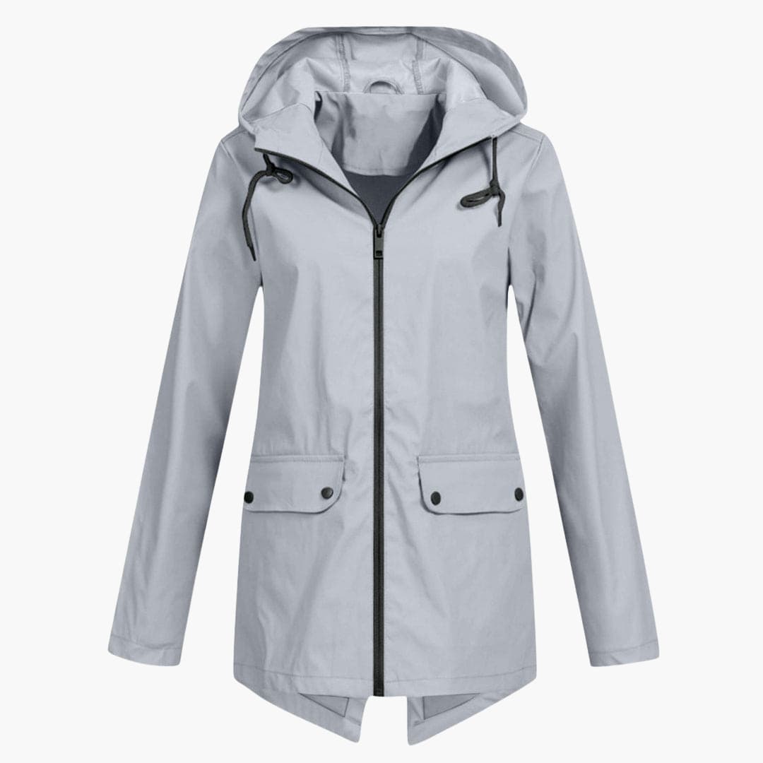 Damen Kurzregenjacke mit Kapuze und Reißverschluss