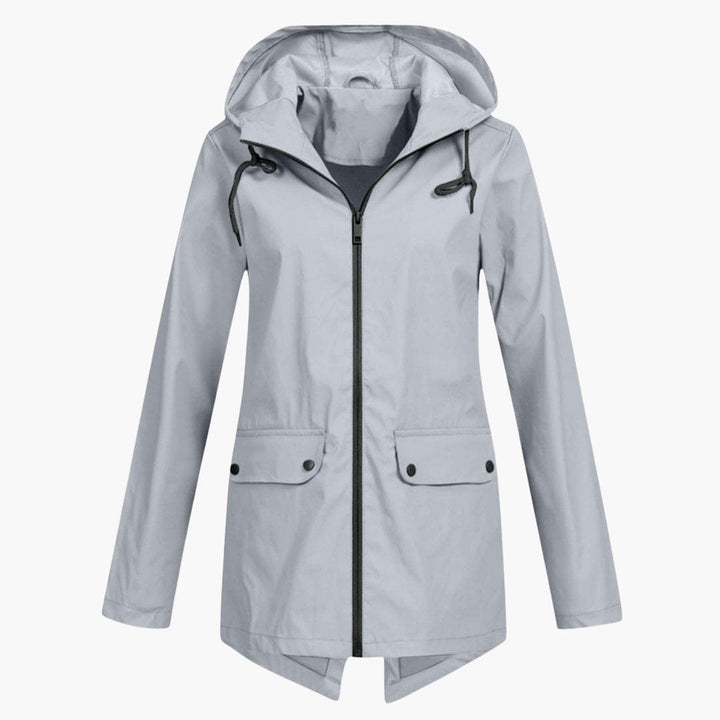 Damen Kurzregenjacke mit Kapuze und Reißverschluss