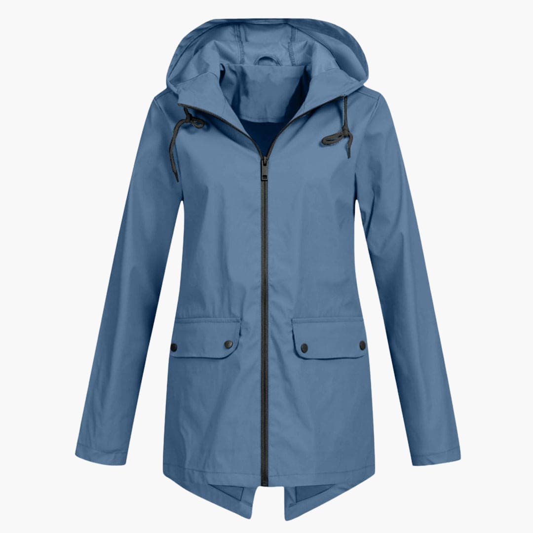 Damen Kurzregenjacke mit Kapuze und Reißverschluss