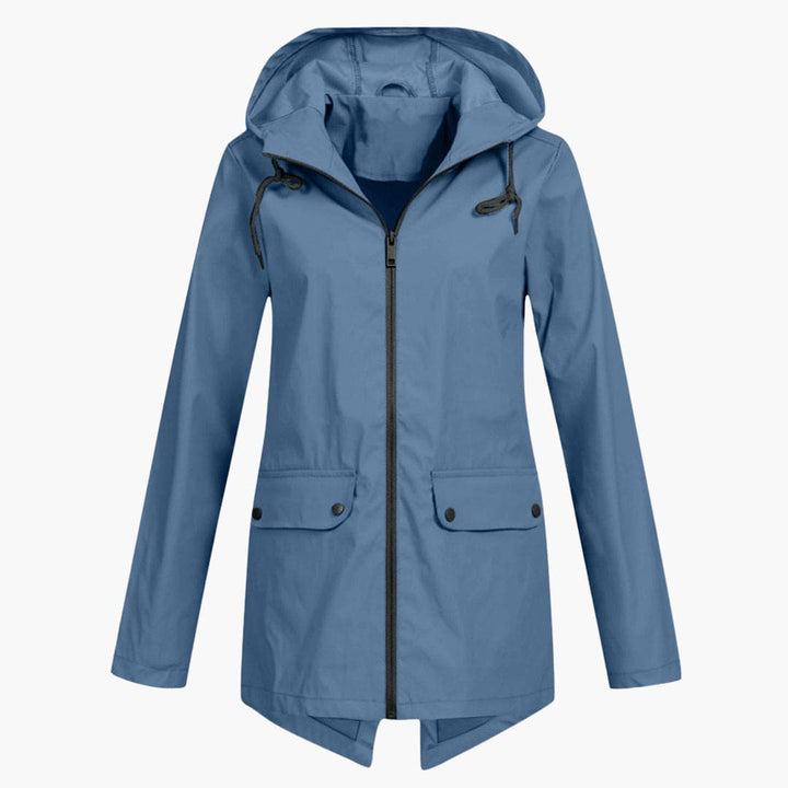 Damen Kurzregenjacke mit Kapuze und Reißverschluss