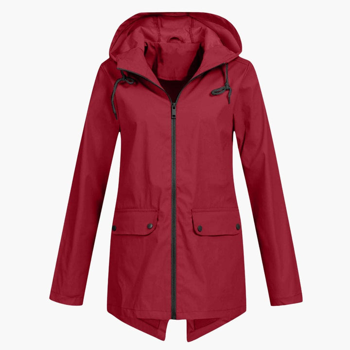 Damen Kurzregenjacke mit Kapuze und Reißverschluss
