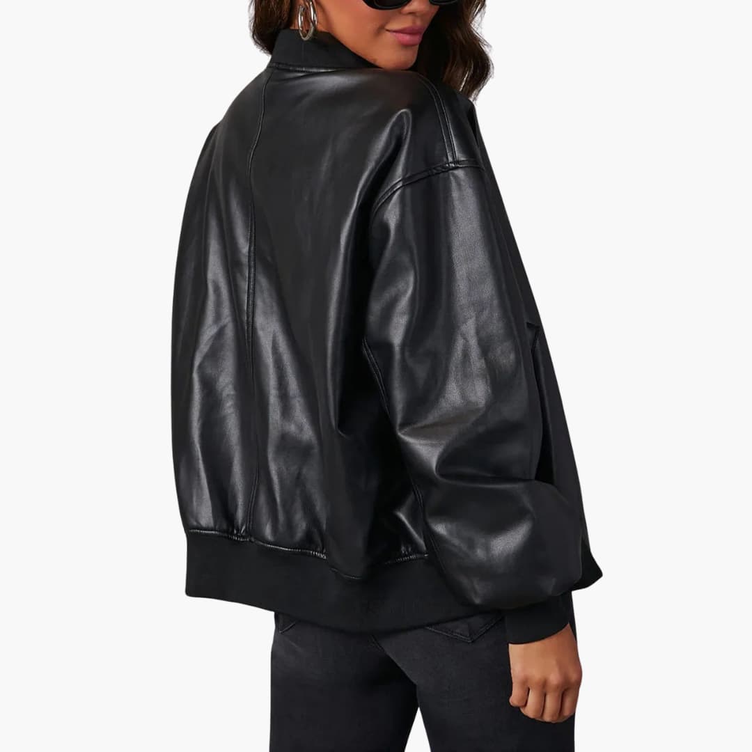 Damen Oversize-Bomberjacke mit Reißverschluss und Rippbündchen